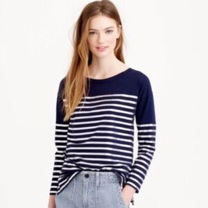 🆕 J. Crew Stripes Blouse Navy/Metallic. 100% Cotton. NWOT